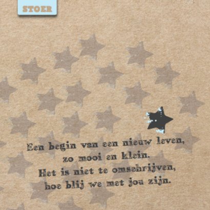 Geboortekaartje ster op kraft 2