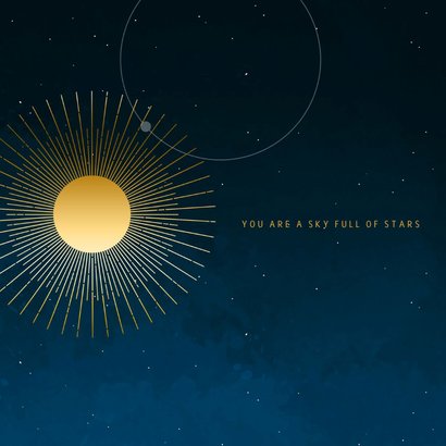 Geboortekaartje sterren maan planeten goudlook jongen 2