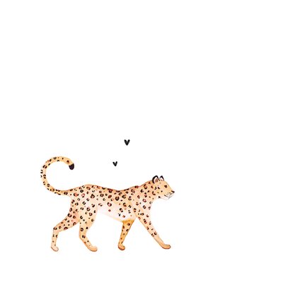 Geboortekaartje stijlvol panter luipaard klassiek hartjes 2