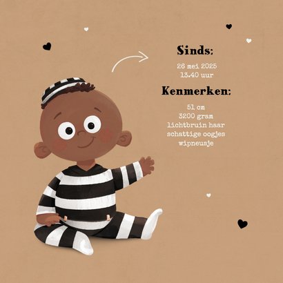 Geboortekaartje stoer boefje ontsnapt jongen baby  2