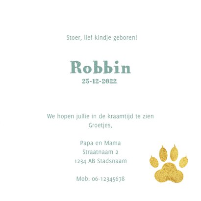 Geboortekaartje panter Geboortekaartje panter
