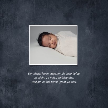 Geboortekaartje stoer jongen betonlook grijs hartjes 2