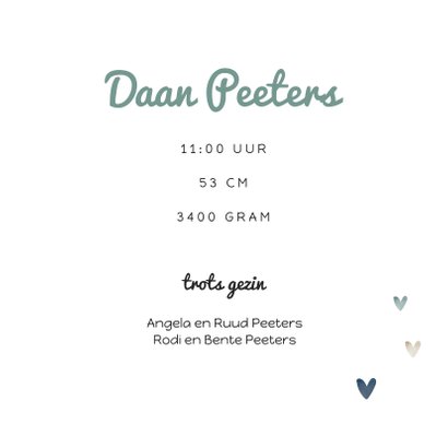 Geboortekaartje stoer met wegwijzers en hartjes 3