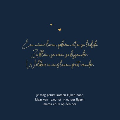 Geboortekaartje stoer olifant hoofdje hartjes goud 2