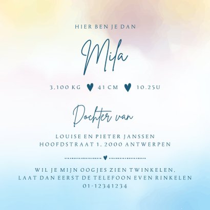 Geboortekaartje stralende zon 3