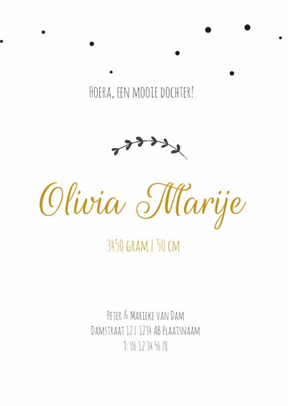 Geboortekaartje takje Olivia 3
