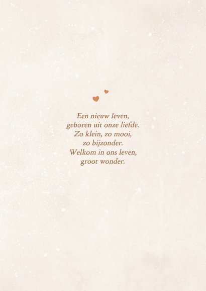 Geboortekaartje teddybeertje hartjes neutraal koper 2