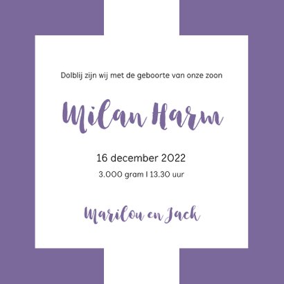Geboortekaartje tekst en achtergrondkleur aanpasbaar - OT 3