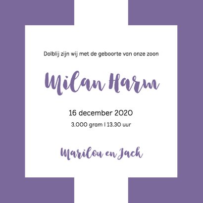 Geboortekaartje tekst en achtergrondkleur aanpasbaar - OT 3