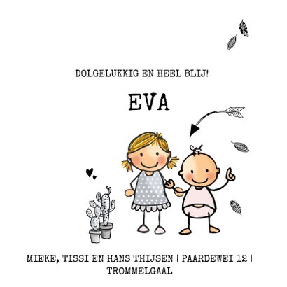 Geboortekaartje Tipitent zusjes 3