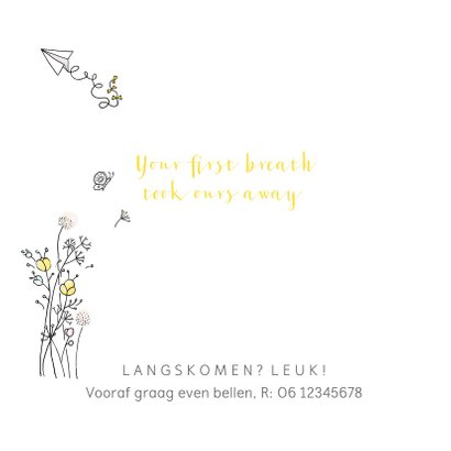 Geboortekaartje tractor met bloemen 2