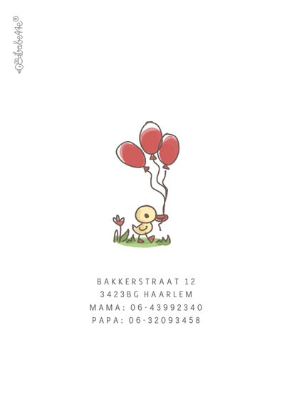 Geboortekaartje traktor met koe eend en konijn 2