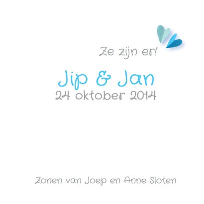 Geboortekaartje tweeling blauw 3