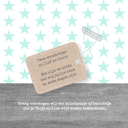 Geboortekaartje tweeling stars 2