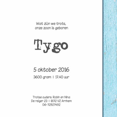 Geboortekaartje Tygo 3
