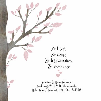 Geboortekaartje Uil Boom Meisje 2