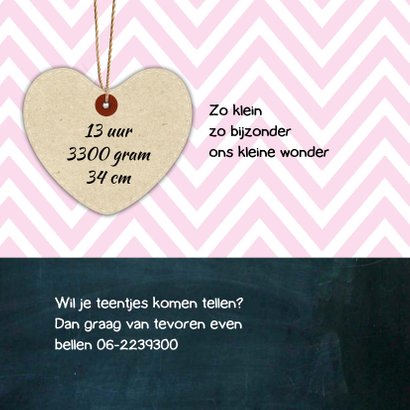 Geboortekaartje uil chevron 2
