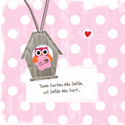 Geboortekaartje uil voor meisje - LOVZ 2