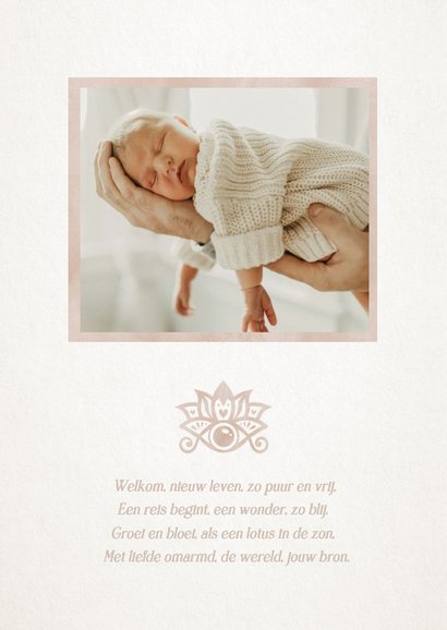 Geboortekaartje uniseks Hamsa hand - natuurlijk religieus 2