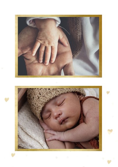 Geboortekaartje uniseks met grote foto en confetti kader 2