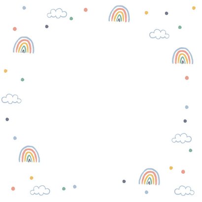 Geboortekaartje unisex regenboogjes wolkjes confetti Achterkant