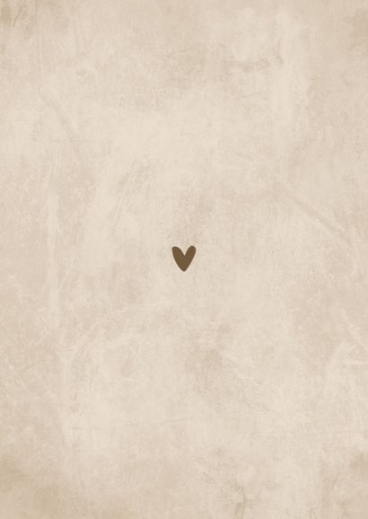 Geboortekaartje unisex zandkleur hartje beige Achterkant