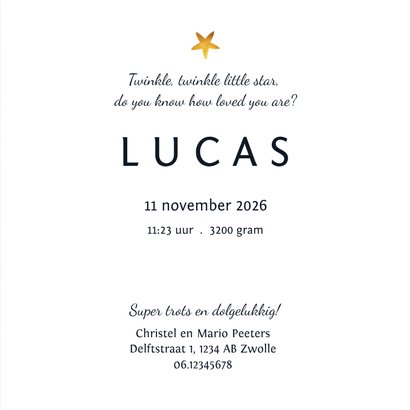 Geboortekaartje universum met sterren en foto 3