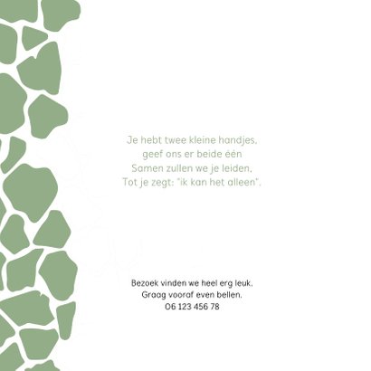 Geboortekaartje vierkant girafprint foto 2