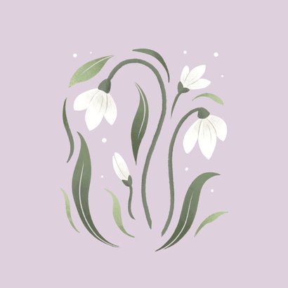 Geboortekaartje vierkant met geboortebloemen sneeuwklokjes 2