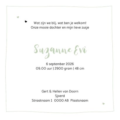 Geboortekaartje vierkant silhouet bakfiets broer met zusje 3