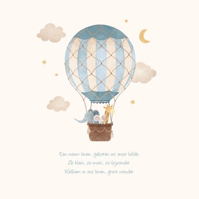 Geboortekaartje vintage luchtballon dieren sterren wolkjes 2