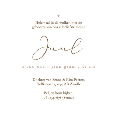 Geboortekaartje vintage strikje stipjes beige zandkleur 3