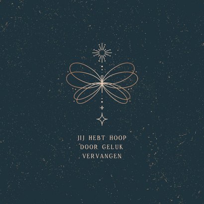 Geboortekaartje vlinder blauw met koperfolie 2
