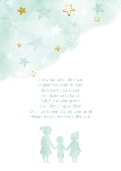 Geboortekaartje voor een broertje met 2 zussen 2