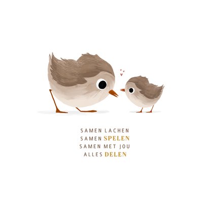 Geboortekaartje voor een broertje of zusje met vogeltjes 2