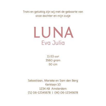 Geboortekaartje vrolijke zeedieren meisje in krans 3