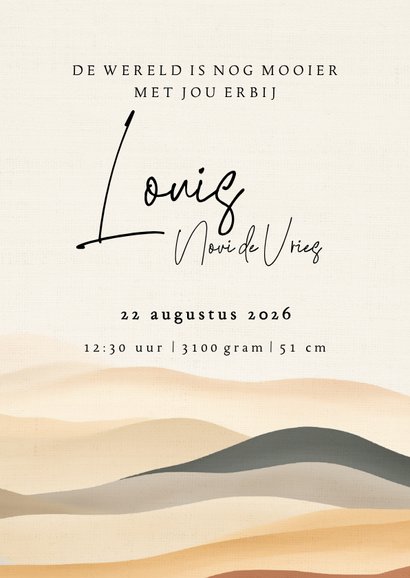 Geboortekaartje watercolor boho landschap palmbomen 3