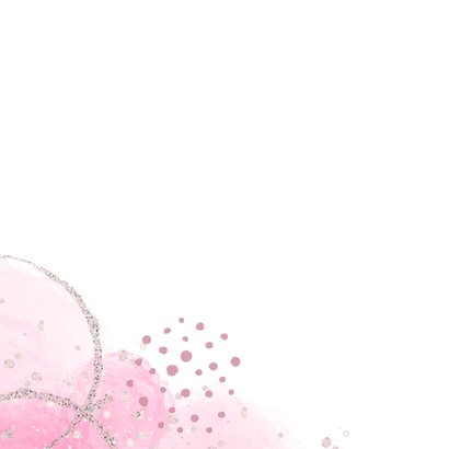 Geboortekaartje waterverf glitterlook zilver roze meisje Achterkant
