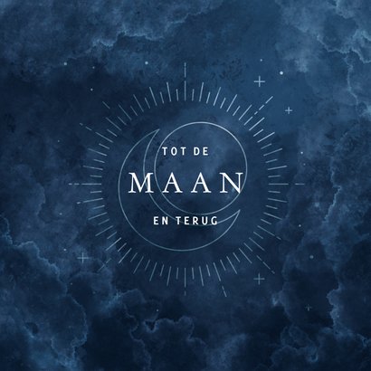 Geboortekaartje waterverf wolkjes met maan en zon 2