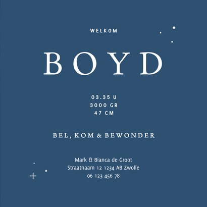 Geboortekaartje waterverf wolkjes met maan en zon 3