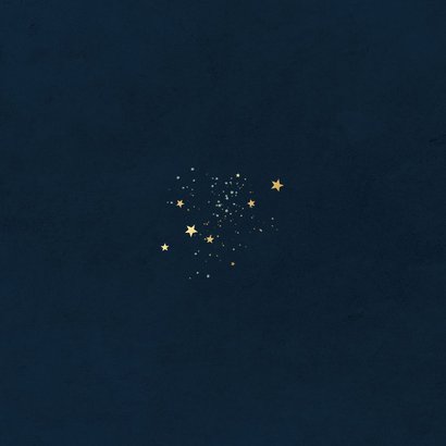 Geboortekaartje wereldbol goud sterretjes waterverf Achterkant