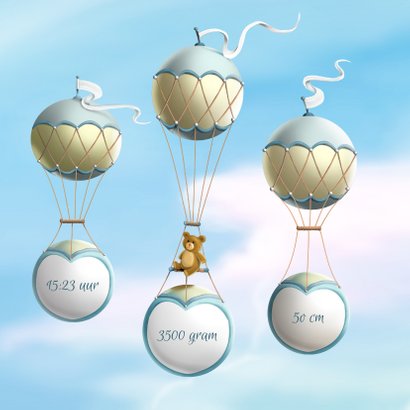 Geboortekaartje wieg aan ballonnen 2