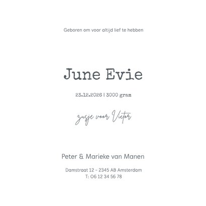 Geboortekaartje winter pinguins tweede kindje 3