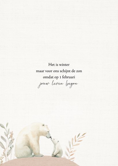 Geboortekaartje winterbaby ijsberen 2