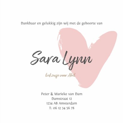 Geboortekaartje witte hartjes 3