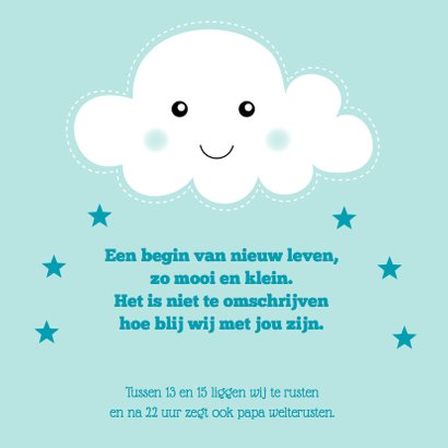 Geboortekaartje wolkjes mint 2