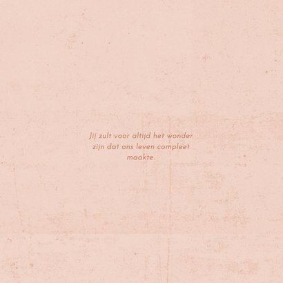 Geboortekaartje zalmroze met betonlook  2