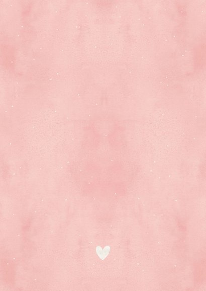 Geboortekaartje zusje met zus hand in hand in roze Achterkant