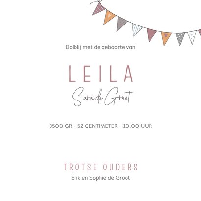 Geboortekaartje zusje trekt slee met baby meisje 3