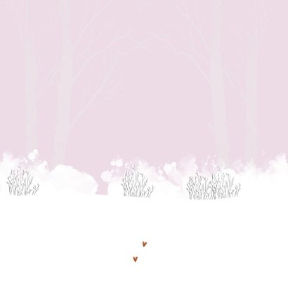 Geboortekaartje zusje trekt slee met baby meisje Achterkant